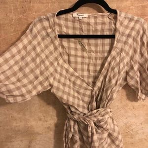 NWT Madewell gingham tie top